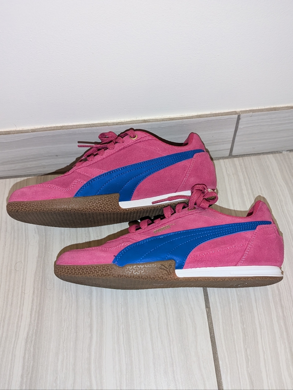 Puma Bella Donna Suede Sneakers Leather Pink Low Profile Tennis Shoes Women's 8